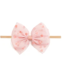 Sweet Wink Baby Girls Flocked-Heart Bow-Accented Tulle Headband