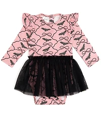 Sweet Wink Baby Girls Long Sleeve Bat/Trellis-Printed Bodysuit