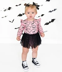 Sweet Wink Baby Girls Long Sleeve Bat/Trellis-Printed Bodysuit