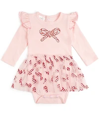 Sweet Wink Baby Girls Long Sleeve Candy Cane Confetti Christmas Tutu Bodysuit