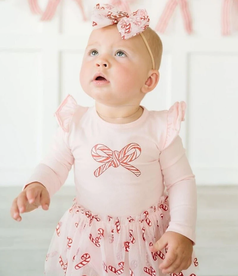 Sweet Wink Baby Girls Long Sleeve Candy Cane Confetti Christmas Tutu Bodysuit