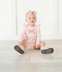 Sweet Wink Baby Girls Long Sleeve Candy Cane Confetti Christmas Tutu Bodysuit