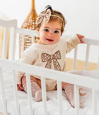 Sweet Wink Baby Girls Long Sleeve Ditsy Floral Bow Romper