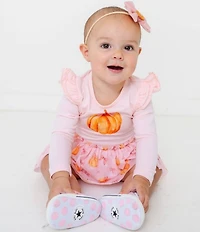 Sweet Wink Baby Girls Long-Sleeve Solid/Coquette Pumpkin/Bow-Printed Tulle Tutu-Skirted Bodysuit