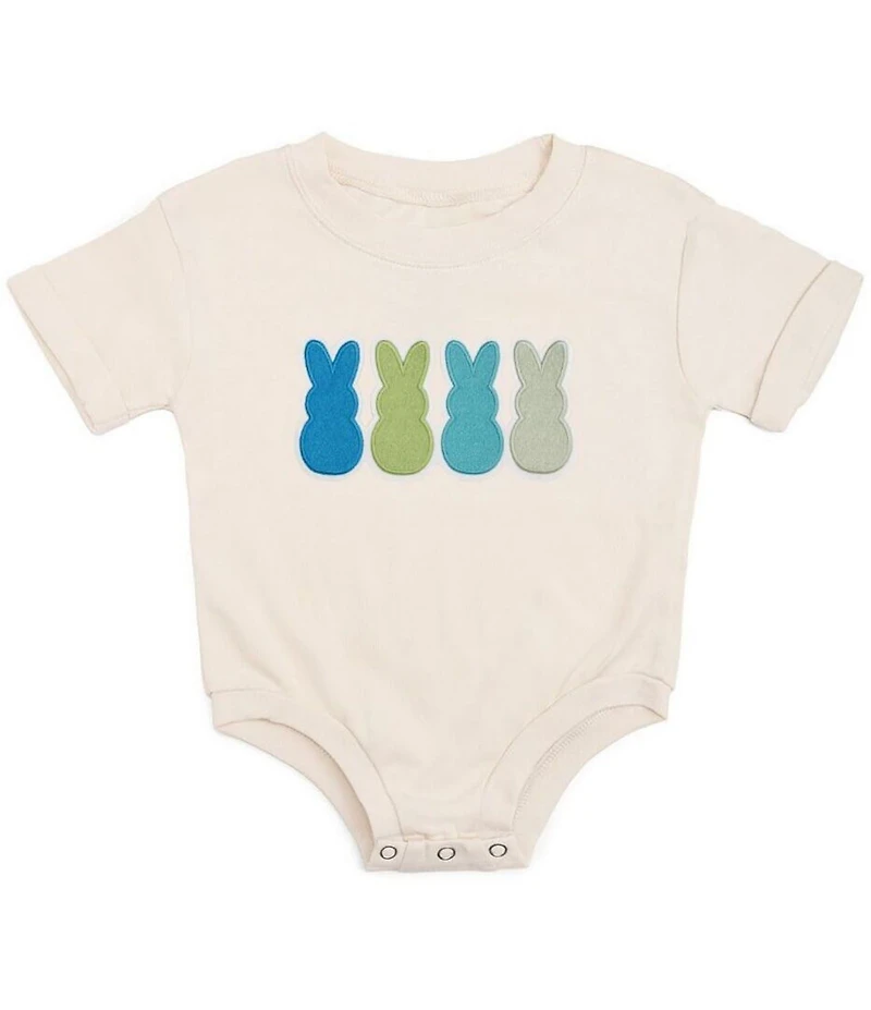 Sweet Wink Baby Girls Short Sleeve Peeps Easter Bunny Appliqued Bodysuit