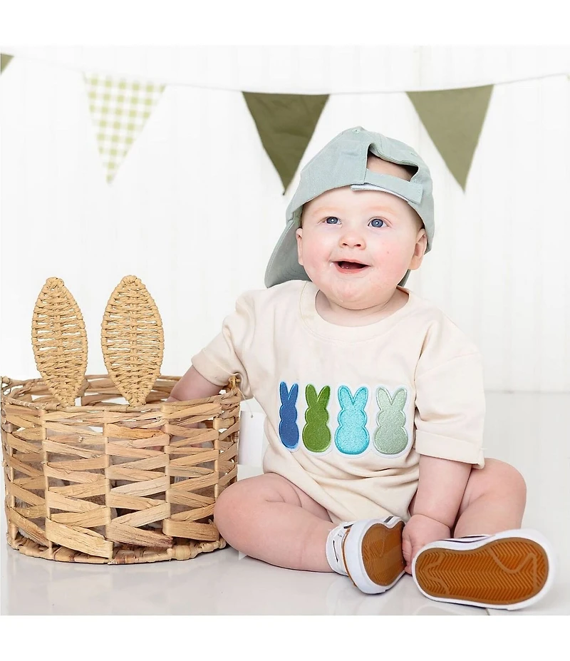 Sweet Wink Baby Girls Short Sleeve Peeps Easter Bunny Appliqued Bodysuit