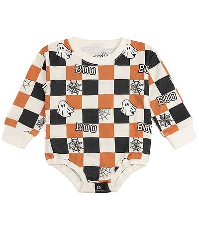 Sweet Wink Baby Long-Sleeve Halloween-Themed Checked Bodysuit