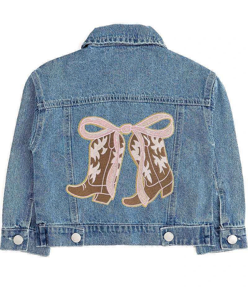 Sweet Wink Big Girls Long Sleeve Cowgirl Cutie Denim Jacket