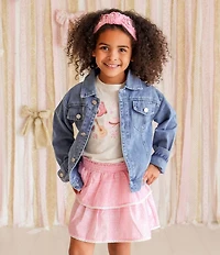 Sweet Wink Big Girls Long Sleeve Cowgirl Cutie Denim Jacket