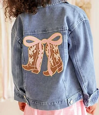Sweet Wink Big Girls Long Sleeve Cowgirl Cutie Denim Jacket