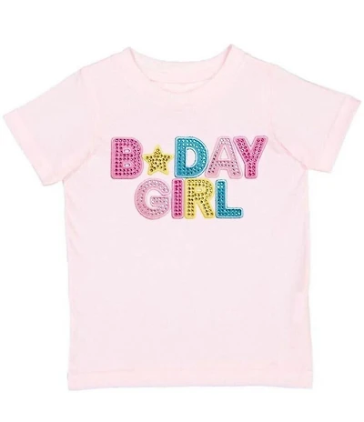 Sweet Wink Big Girls Rhinestone Embellished B Day Girl Patch T-Shirt