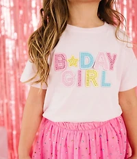 Sweet Wink Big Girls Rhinestone Embellished B Day Girl Patch T-Shirt