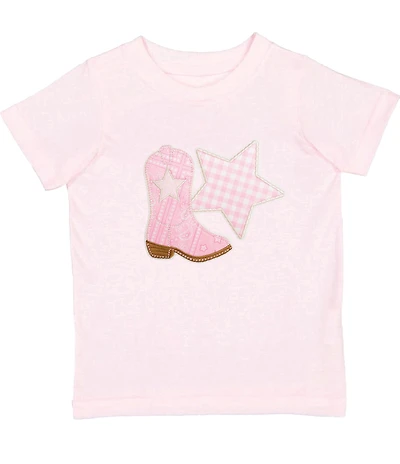 Sweet Wink Big Girls Short Sleeve Cowgirl Boot and Star T-Shirt
