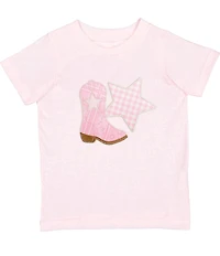 Sweet Wink Big Girls Short Sleeve Cowgirl Boot and Star T-Shirt