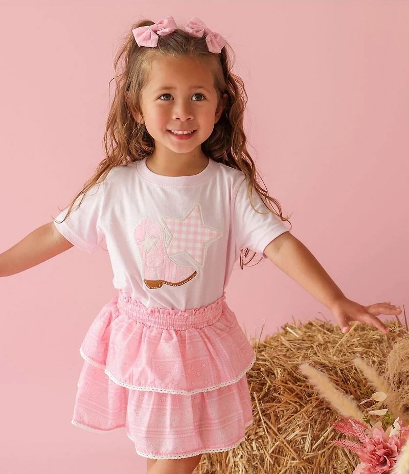 Sweet Wink Big Girls Short Sleeve Cowgirl Boot and Star T-Shirt