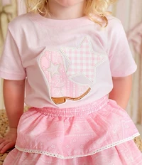 Sweet Wink Big Girls Short Sleeve Cowgirl Boot and Star T-Shirt
