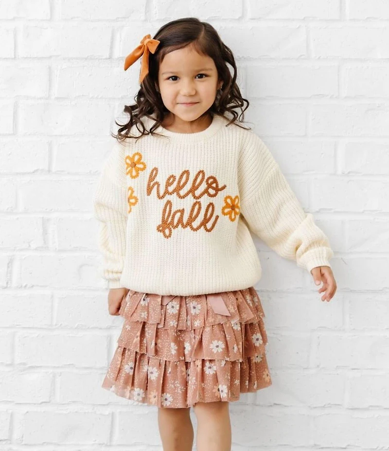 Sweet Wink Little/Big Girls Ditsy Fall Printed Tiered Tutu