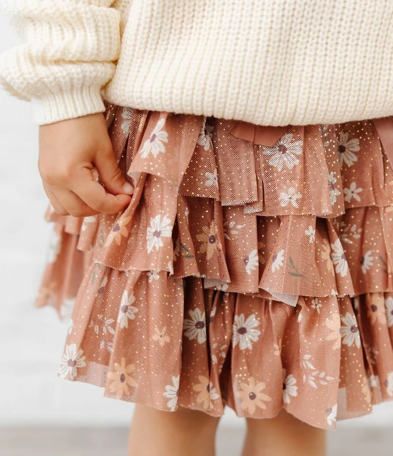 Sweet Wink Little/Big Girls Ditsy Fall Printed Tiered Tutu