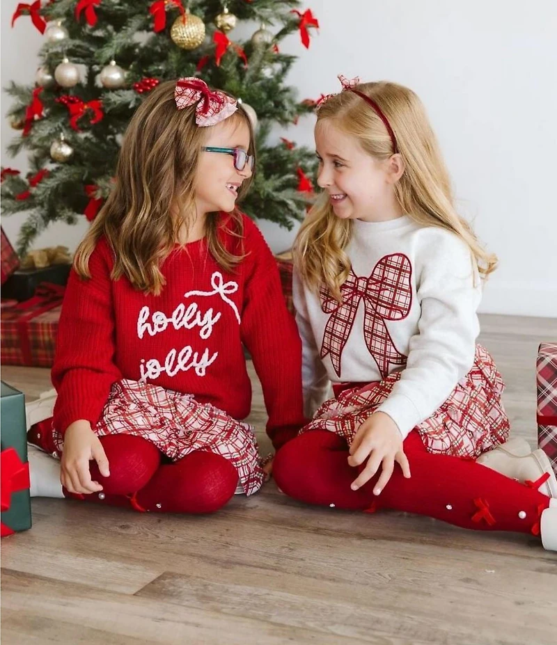 Sweet Wink Girls Christmas Plaid Layered Bow Headband