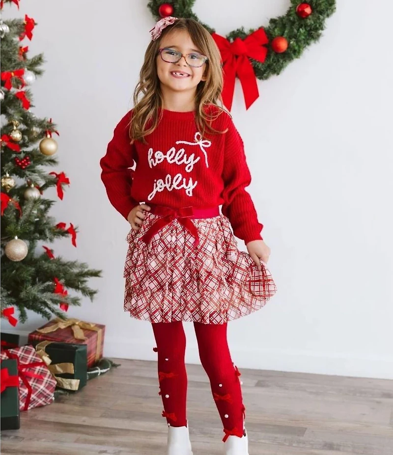 Sweet Wink Girls Christmas Plaid Layered Bow Headband