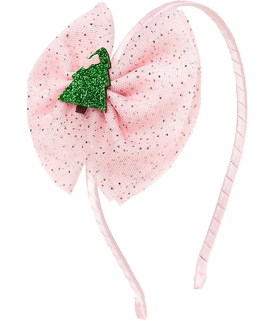 Sweet Wink Girls Christmas Tree Tulle Bow Headband