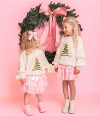 Sweet Wink Girls Christmas Tree Tulle Bow Headband