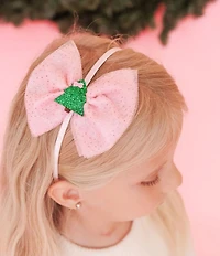 Sweet Wink Girls Christmas Tree Tulle Bow Headband