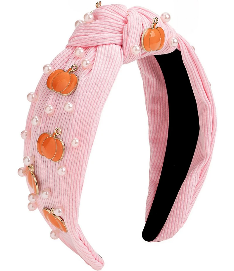 Sweet Wink Girls Coquette Pumpkin Faux-Pearl-Embellished Headband