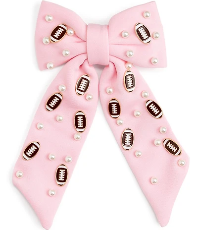 Sweet Wink Girls Football and Pearl Embellished Bow Clip