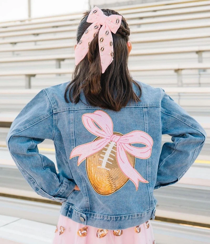 Sweet Wink Girls Football and Pearl Embellished Bow Clip