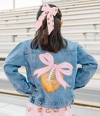 Sweet Wink Girls Football and Pearl Embellished Bow Clip