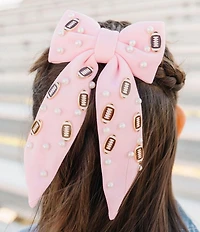 Sweet Wink Girls Football and Pearl Embellished Bow Clip