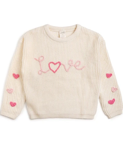 Sweet Wink Girls Long Sleeve Ditsy Love Valentine's Day Knit Sweater