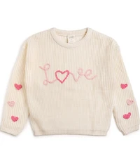Sweet Wink Girls Long Sleeve Ditsy Love Valentine's Day Knit Sweater