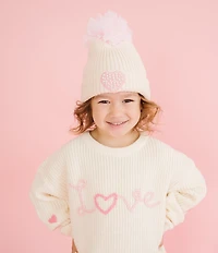Sweet Wink Girls Long Sleeve Ditsy Love Valentine's Day Knit Sweater