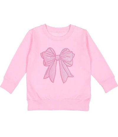 Sweet Wink Girls Long-Sleeve Sequin-Embellished Bow Patch Fleece Sweatshirt
