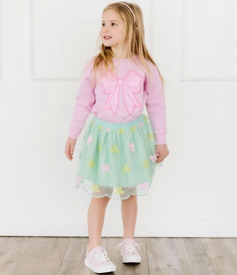 Sweet Wink Girls Long-Sleeve Sequin-Embellished Bow Patch Fleece Sweatshirt