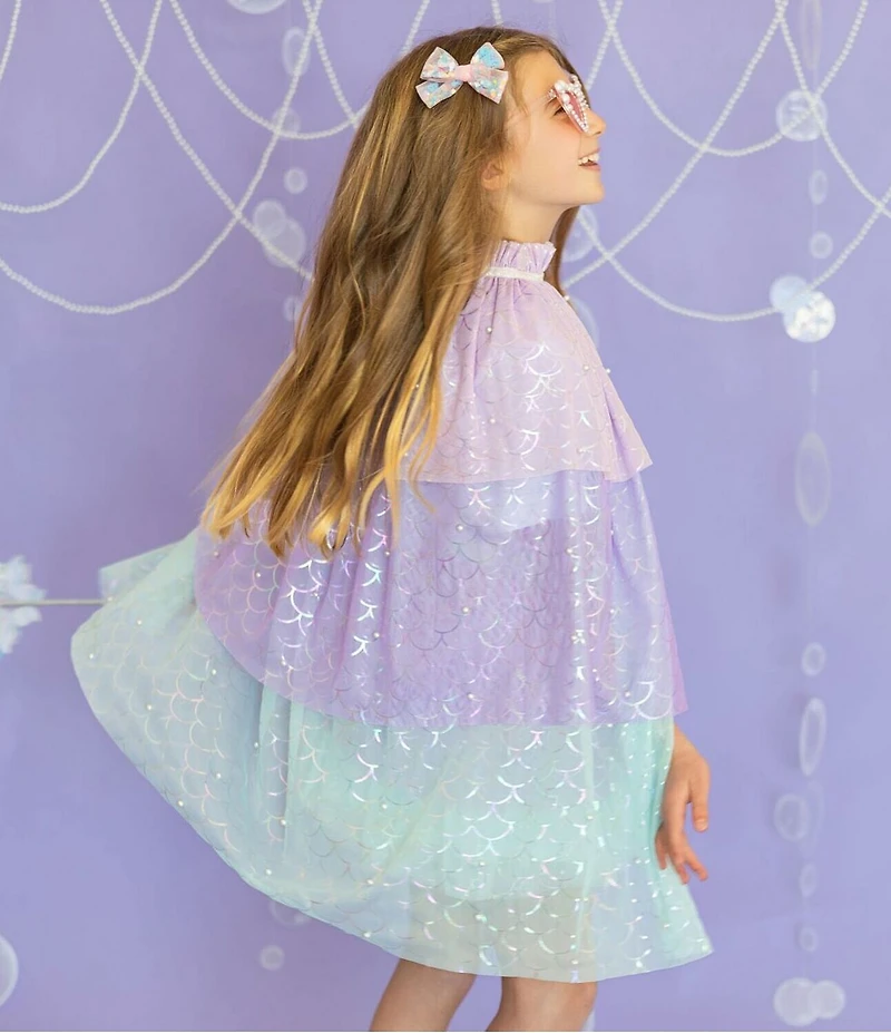 Sweet Wink Girls Mermaid Faux Pearl Embellished Cape