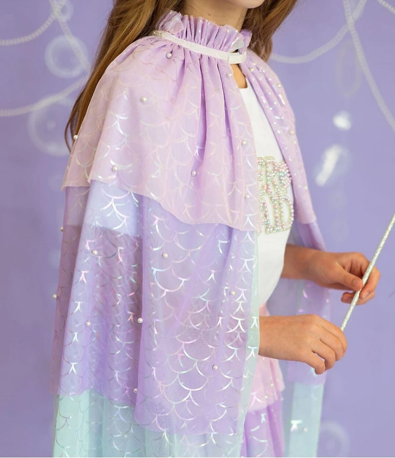Sweet Wink Girls Mermaid Faux Pearl Embellished Cape