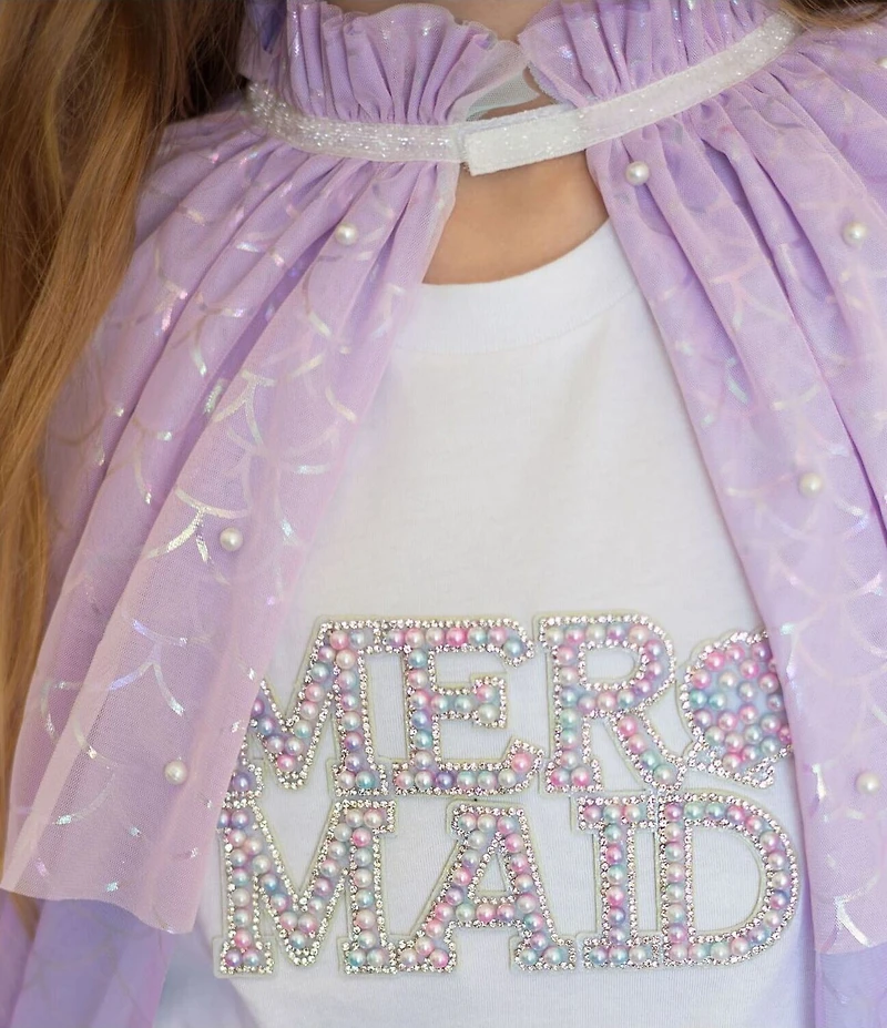 Sweet Wink Girls Mermaid Faux Pearl Embellished Cape