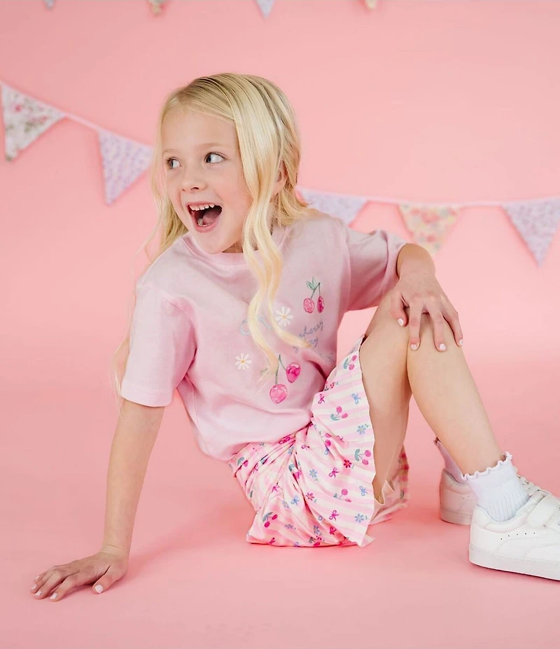 Sweet Wink Girls Mixed-Media Printed Skort