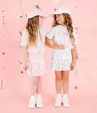 Sweet Wink Girls Mixed-Media Printed Skort