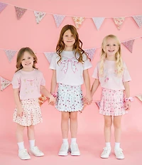 Sweet Wink Girls Mixed-Media Printed Skort