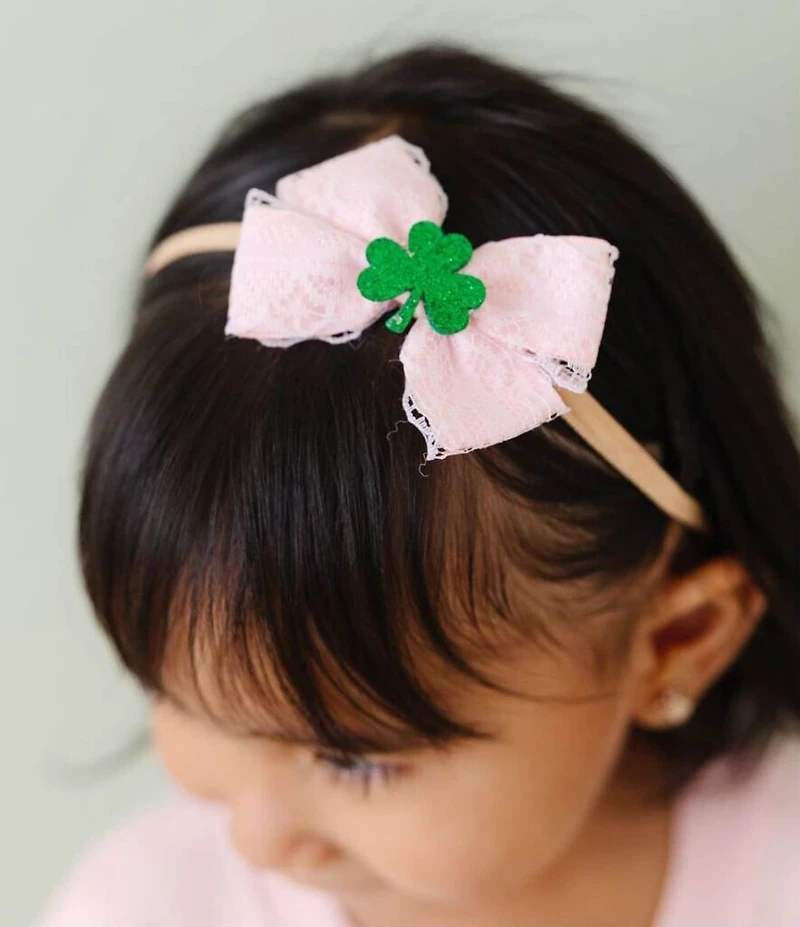 Sweet Wink Baby Girls Saint Patrick's Day Shamrock-Accented-Bow Headband
