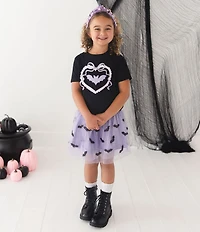 Sweet Wink Girls Sequin Bat Halloween Tutu Skirt