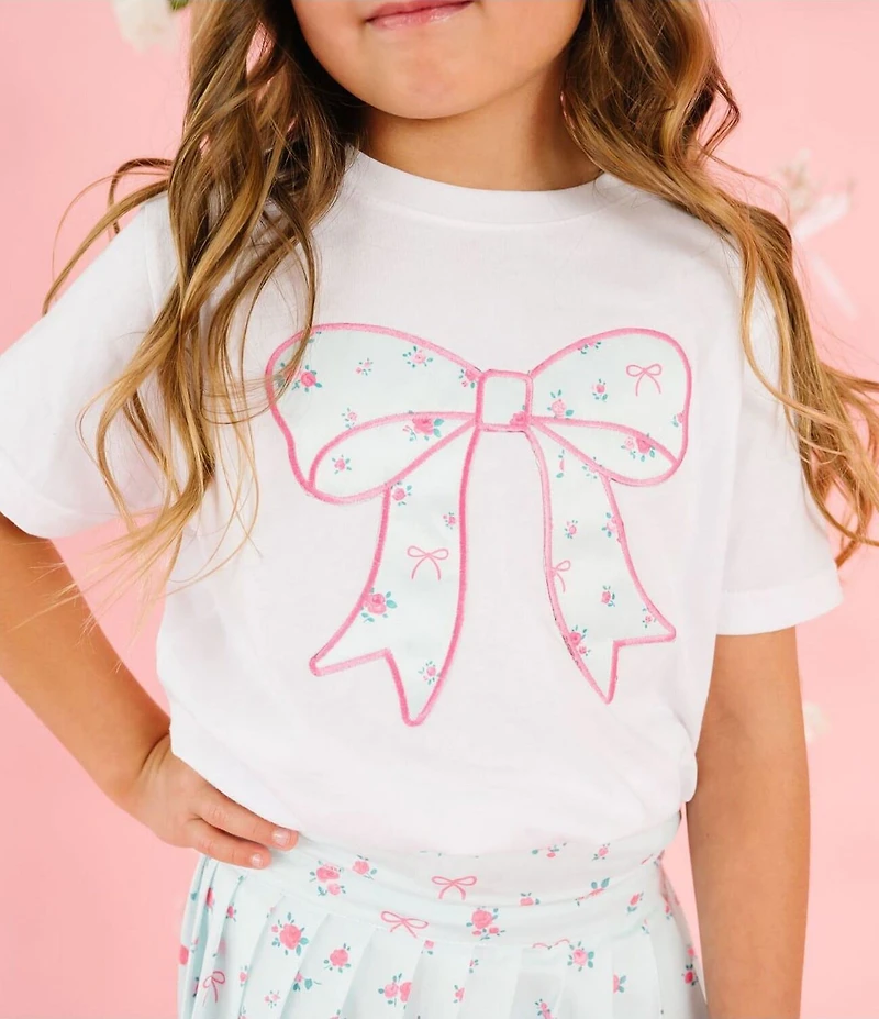 Sweet Wink Girls Short-Sleeve Daisly-Printed-Bow-Patch T-Shirt
