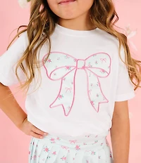 Sweet Wink Girls Short-Sleeve Daisly-Printed-Bow-Patch T-Shirt