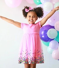 Sweet Wink Little Girls Short Sleeve Solid-Bodice/Confetti Sequined Tutu Dress