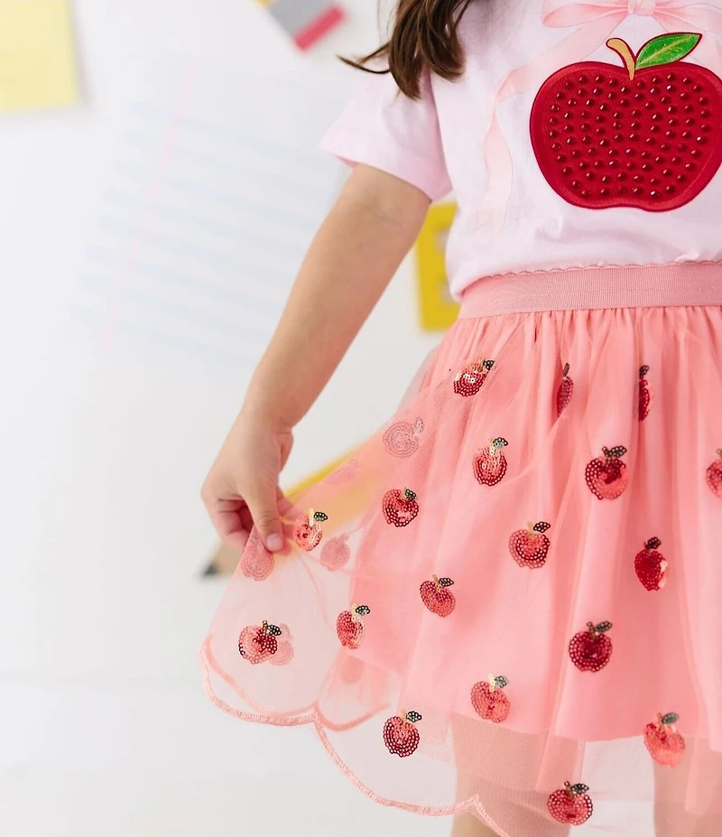 Sweet Wink Little Girls Apple Sequin Scalloped Tutu