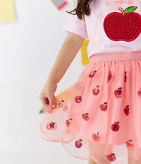 Sweet Wink Little Girls Apple Sequin Scalloped Tutu